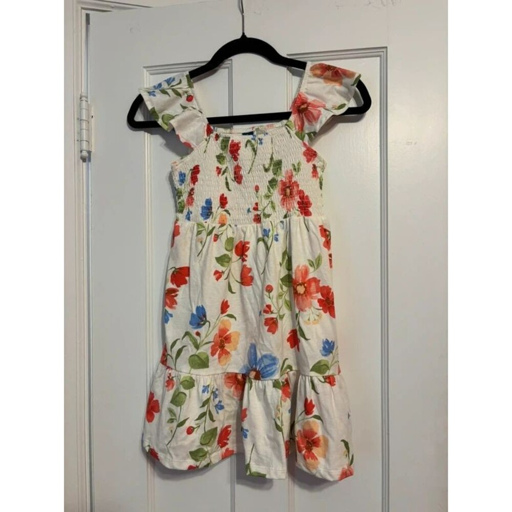 Old Navy Girls Floral Smocked Sleeveless Sundress White Red size m (8)